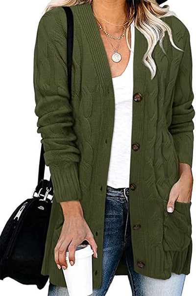 Abrigo Tejido Casual con Botones para Mujer - Otoño e Invierno - Image 31