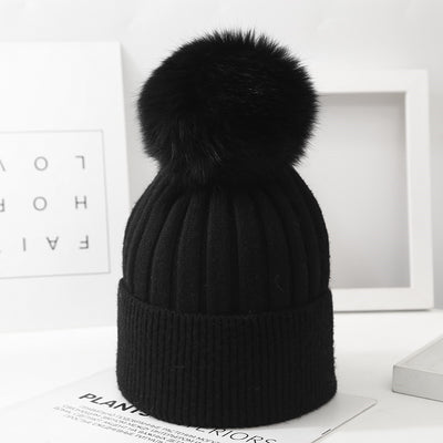 Gorro Tejido Infantil con Pompón de Pelaje de Zorro - Image 17
