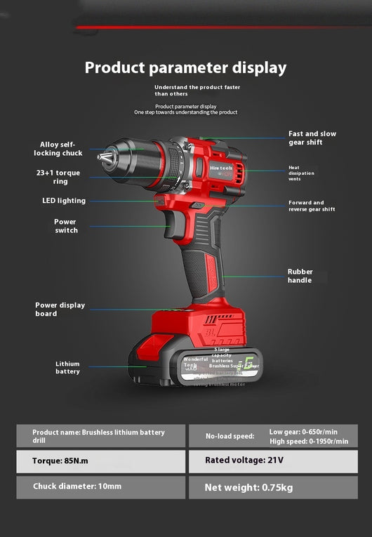 Taladro Percutor Inalámbrico Brushless con Batería de Litio - Image 14