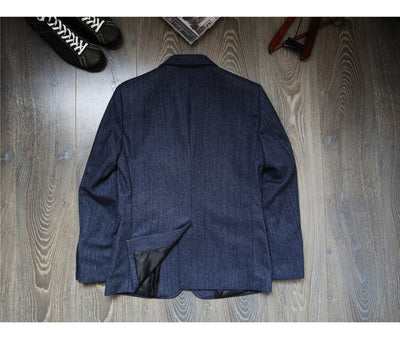 Chaqueta de Trabajo Vintage Americana en Tweed Espiga Lana Pesada con Botones Champiñón - Image 13