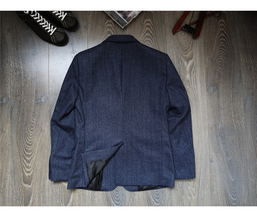 Chaqueta de Trabajo Vintage Americana en Tweed Espiga Lana Pesada con Botones Champiñón - Image 13