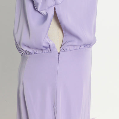 Vestido Camisero Satinado con Plumas - Manga Larga Color Sólido - Image 16