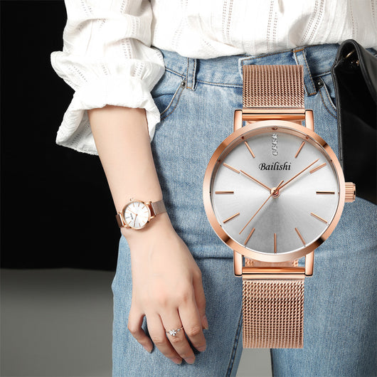 Reloj de cuarzo con correa de malla metálica - Image 3