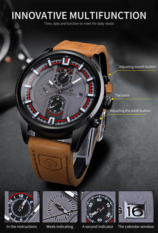Reloj Automático Deportivo para Hombre con Correa de Cuero - Image 12