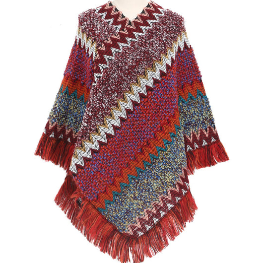 Poncho Étnico Multicolor Cálido para Otoño e Invierno - Image 9