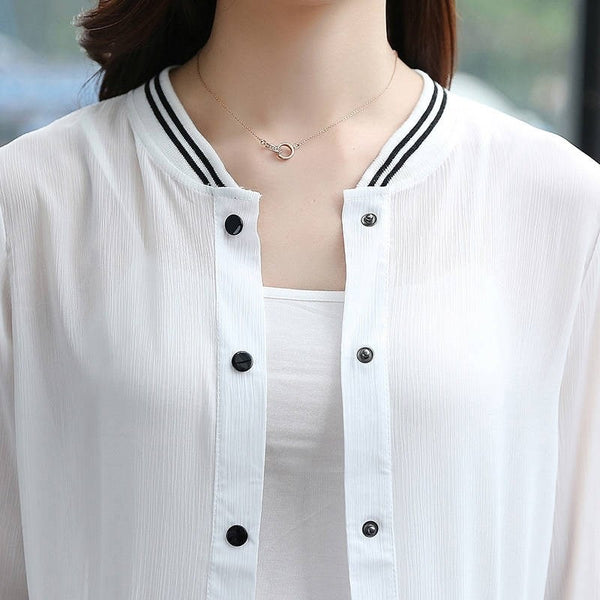 Blusa Holgada de Chifón con Aire Acondicionado