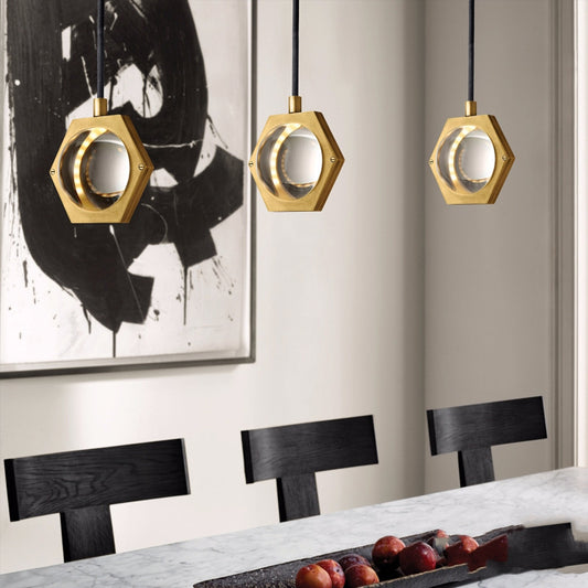 Lámpara de Mesita Cobre con Cristal Decorativo - Diseño Minimalista