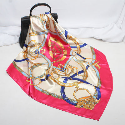 Pañuelo de Seda Estampado Cuadrado - Cinturón Clásico para Mujer - Image 5