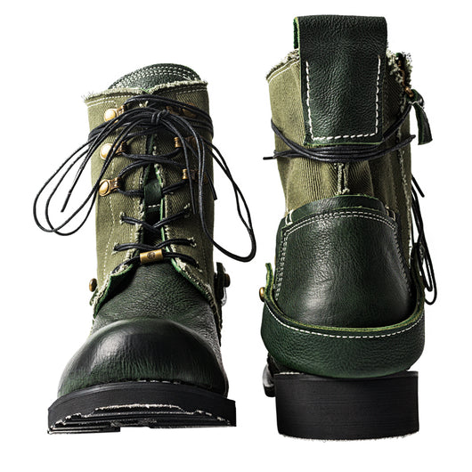 Botas de Lona y Cuero Retro Transpirables - Estilo Clásico Auténtico - Image 8