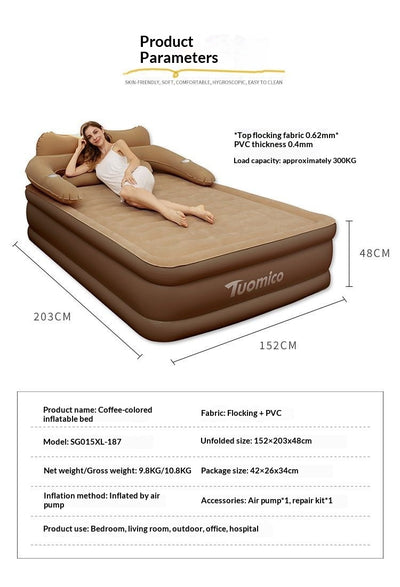 Cama Inflable Portátil con Respaldo Elevado y Acolchado Reforzado - Image 9