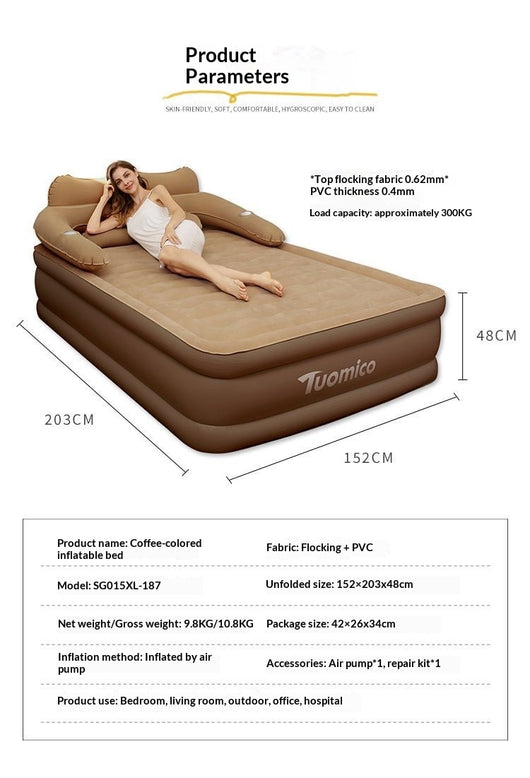 Cama Inflable Portátil con Respaldo Elevado y Acolchado Reforzado - Image 9