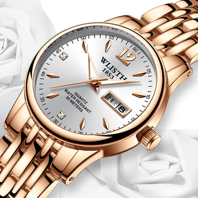 Reloj de Moda para Mujer Oro Rosa - Acero Inoxidable WLISTH con Calendario