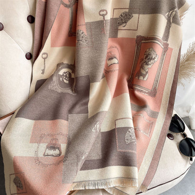 Bufanda Gruesa de Cachemira para Mujer con Diseño Cuadriculado - Image 8
