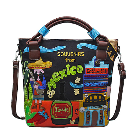 Bolsa de Lona Bordada Artesanal