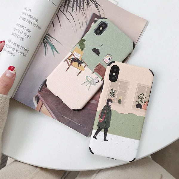 Funda Protectora Anticaídas con Gato en Relieve Estilo Literario