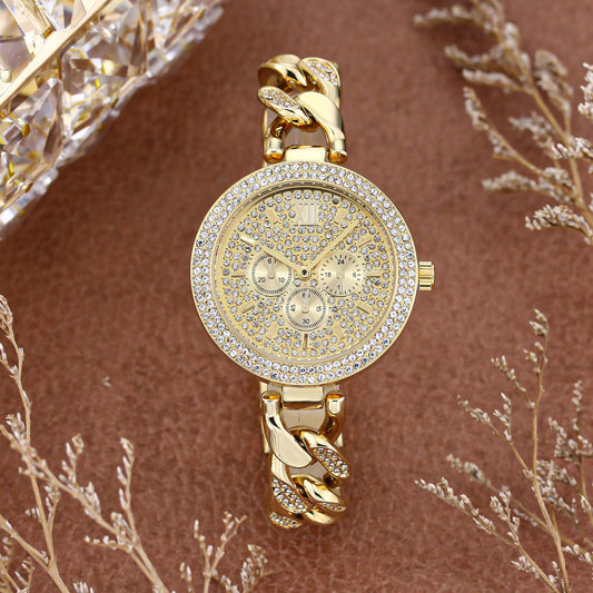 Reloj Hip Hop Cadena Cubana Diamantes Cuarzo