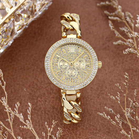 Reloj Hip Hop Cadena Cubana Diamantes Cuarzo
