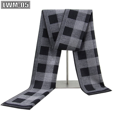 Bufanda de Cachemira Cuadros Hombre Estilo Europeo para Otoño e Invierno - Image 9