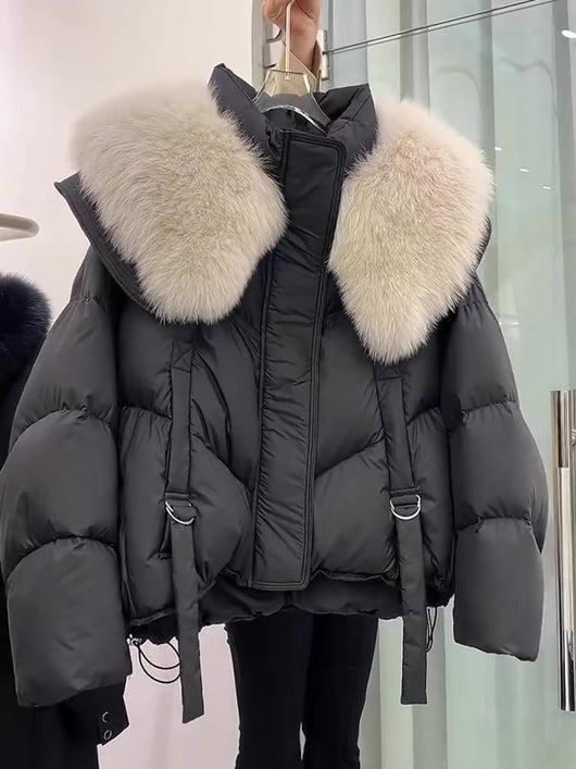 Abrigo de Invierno Acolchado en Algodón Negro para Mujer - Image 12