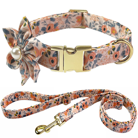 Collar Correa para Perro Mediano y Grande con Letras Personalizadas y Diseño Floral Metálico - Image 15