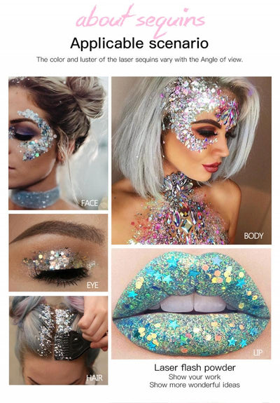 Gel Glitter Multiuso para Uñas, Cabello, Cuerpo y Rostro - Lentejuelas Sueltas Festival - Image 24