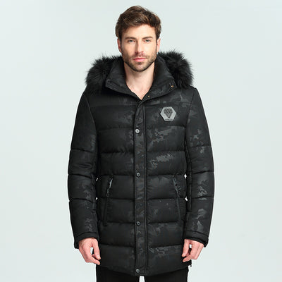 Chaqueta de Invierno Acolchada para Hombre con Cuello de Pelo Estilo Británico - Image 7