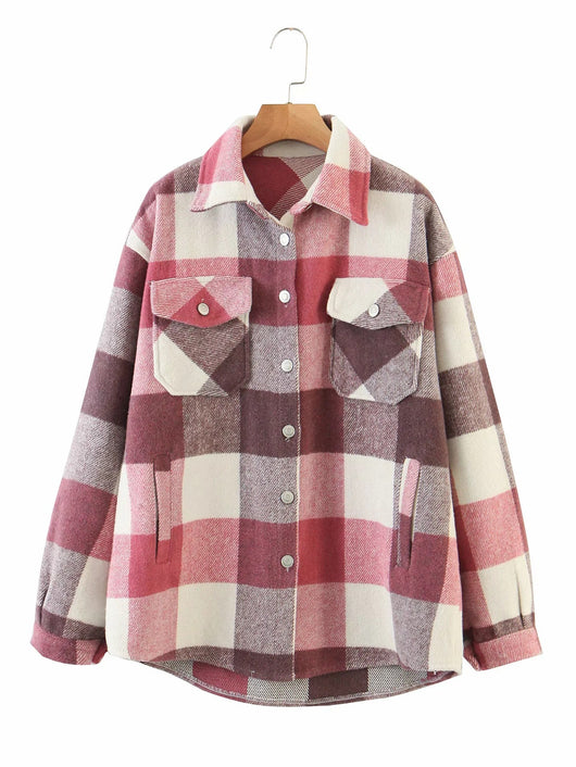 Chaqueta Tweed Cuadros para Mujer con Bolsillos y Botones - Image 33