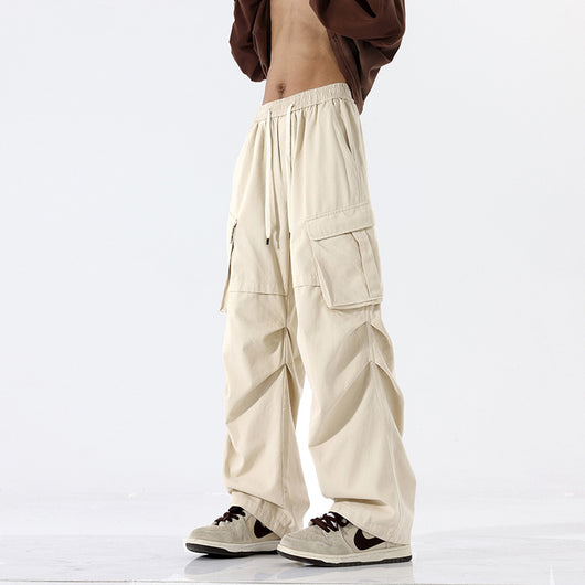 Pantalones Plisados Retro para Hombre - Corte Recto Casual Tendencia