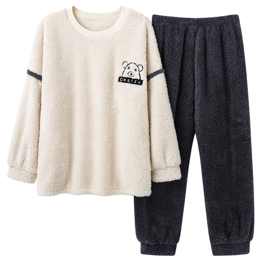 Pijama Térmico de Terciopelo Coral para Hombre - Cuello Redondo Franela Invierno - Image 11