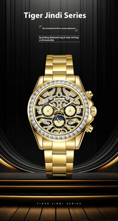 Reloj Mecánico Automático Hombre con Calendario Sol Luna Estrella Resistente al Agua - Image 14