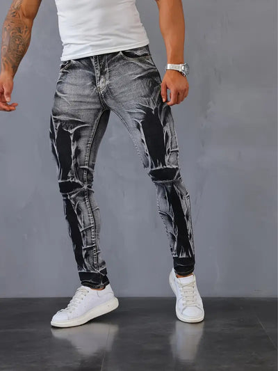 Pantalones Slim Fit para Hombre con Estampado Floral Irregular - Image 3