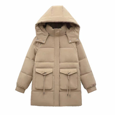 Abrigo de Invierno Coreano para Mujer - Algodón Grueso Largo - Image 5