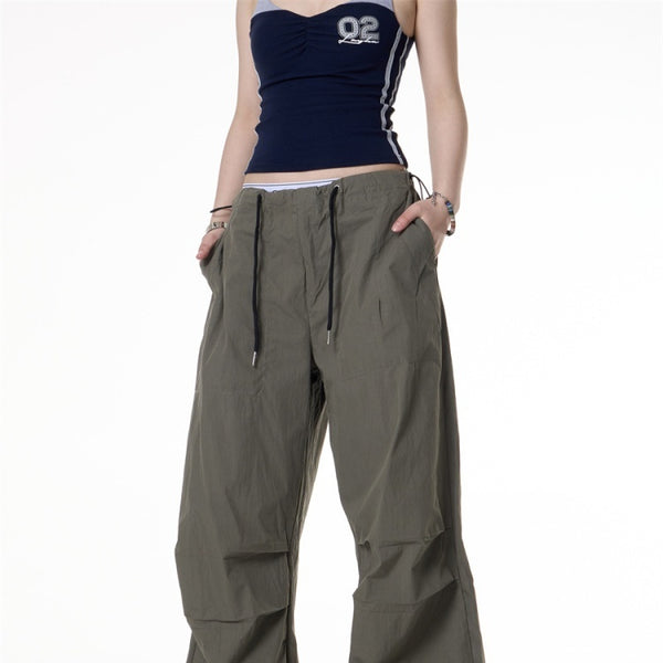 Pantalones Paracaidista Sueltos Plisados Estilo Retro Hot Girl