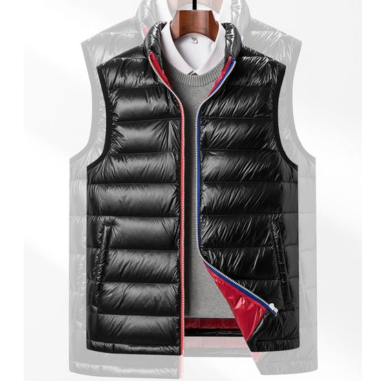 Chaleco Acolchado de Plumas de Ganso para Hombre - Cuello Alto Térmico - Image 9