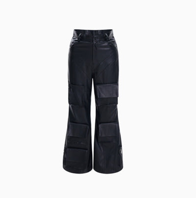 Pantalón de Cuero Ancho Otoñal con Bolsillos Tridimensionales - Image 17