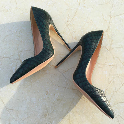 Tacones Altos con Patrón de Piedra Verde Oscuro - Image 2
