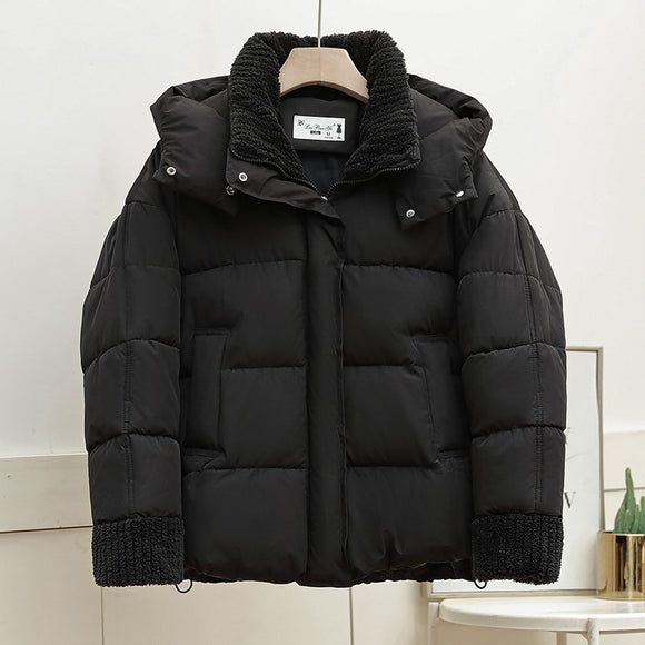 Chaqueta Acolchada Suelta con Capucha en Algodón