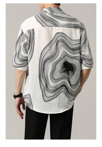 Camisa Casual Hombre Manga Corta Contraste Retro Suelta - Image 23