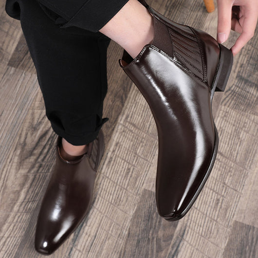 Botas Chelsea Puntiagudas Estilo Británico para Hombre - Zapatos Formales de Cuero - Image 5