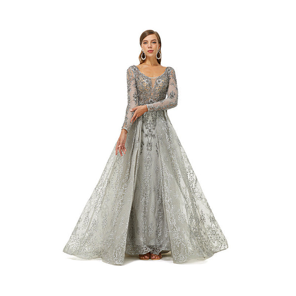 Vestido de Noche Elegante con Encaje Calado y Textura Luxury - Image 3