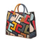 Bolso Crossbody de Cuero con Patrón Geométrico y Contraste de Colores