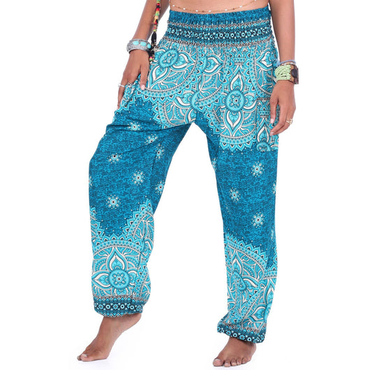 Pantalones Yoga Sueltos con Estampado Étnico y Cintas en Tobillos para Mujer - Image 2