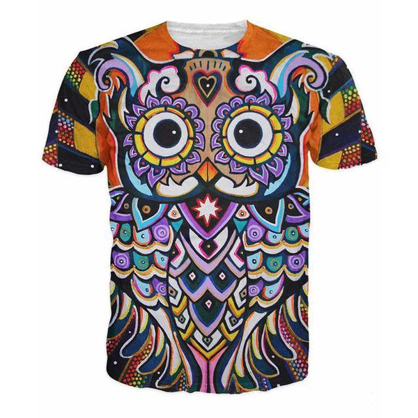 Playera Unisex Estampado 3D Búho Psicodélico Anime - Envío Gratis