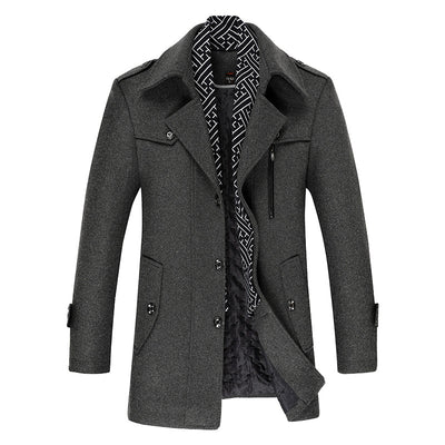 Abrigo Elegante de Lana para Hombre con Cuello Bufanda - Image 2