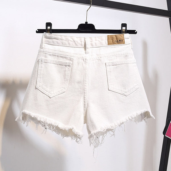 Shorts de Mezclilla Cintura Alta Talla Grande XL - Pantalones Cortos Holgados para Verano