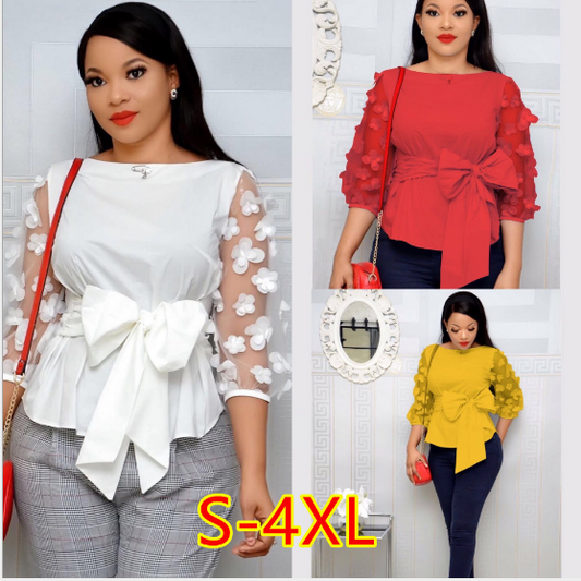 Blusa Elegante con Moño Tipo Corbata para Mujer