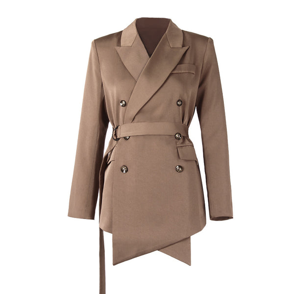 Blazer Entallado de Botones Dobles con Mangas Largas