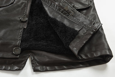 Abrigo de Cuero para Hombre con Cuello Alzado y Forro Polar - Image 14