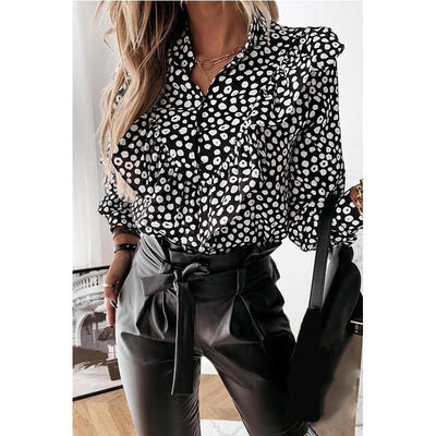 Blusa de Lunares con Cuello en V y Manga Larga - Image 10