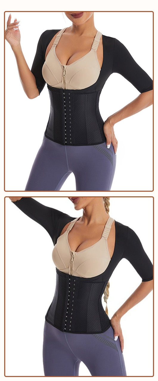 Faja Deportiva Reductora con 10 Varillas y Manga Corta - Cintura Controladora - Image 6
